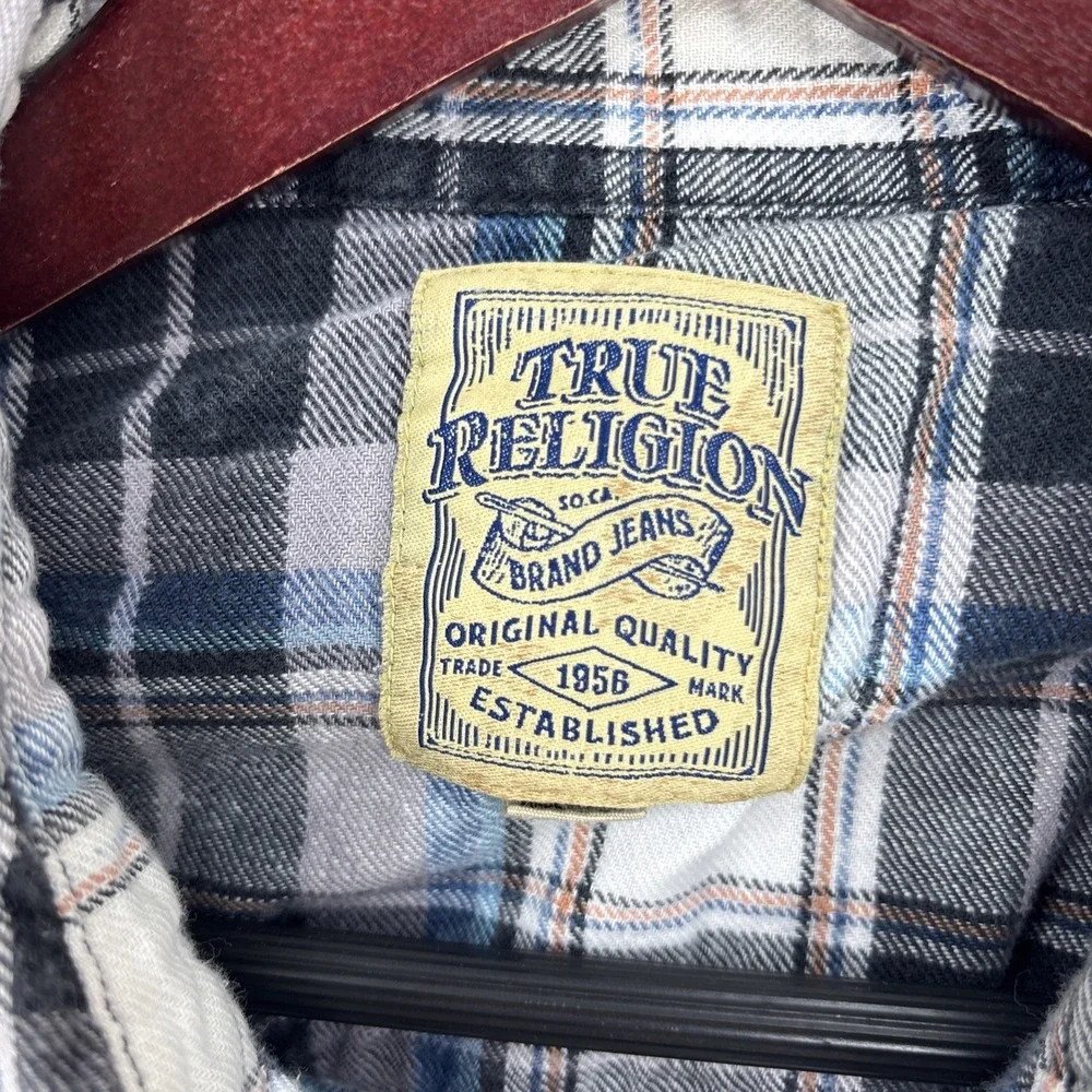 True Religion Flannel Shirt Mens XL Multi Plaid Western Cotton Button